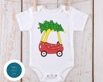 Cozy Coupe Christmas Tree Onesie® | Custom Kids Tshirt | Cute Baby Christmas Onesie® | Holiday Baby Gift