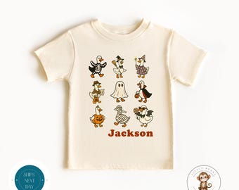 Personalized Halloween Duck Kids Shirt: Custom Name Onesie