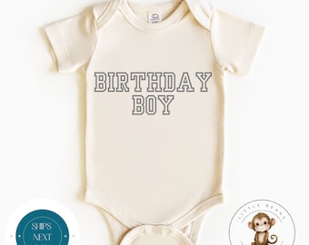 Varsity Letter Birthday Boy Gray Onesie® | Custom Kids Tshirt | Cute Baby Shower Gift | Boys Onesie®