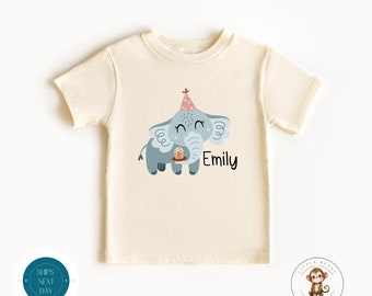 Elephant Personalized Birthday Kids Shirt | Cute Animal Birthday Baby Onesie® | Birthday Party Shirt