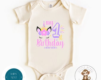 Unicorn First Birthday Baby Onesie® | One 1st Birthday Girls Tshirt |  Theme Trendy Birthday Party Shirt