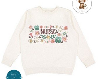 Nurse Girly Sweatshirt | Nurse Appreciation Shirt | Cozy Hoodie Toddler Kids Adult | Gift For Her