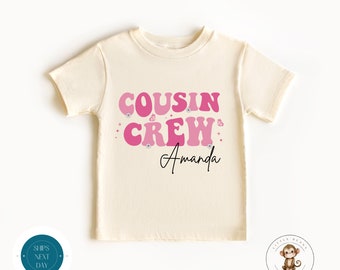 Cousin Crew Personalized Pink Retro Baby Onesie® | Custom Matching Cousin Shirts| Baby through Adult Shirts
