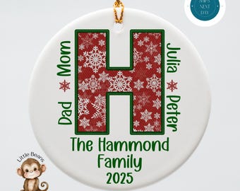 Family Personalized Ceramic Christmas Ornament | Holiday Keepsake Gift