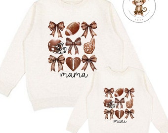 Football Mama Mini Coquette Sweatshirt | Matching Mom Kids Football Games Coquette Tshirt | Cozy Hoodie Toddler Kids Adult