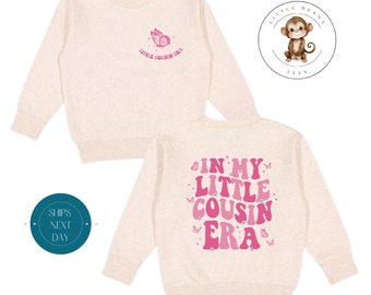 Little Cousin Era Front Back Toddler Sweatshirt | Vintage Natural Heathered Crewneck | Little Cousin Era Toddler Tshirt