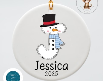 Personalized Kids Snowman Christmas Ornament: Name Keepsake
