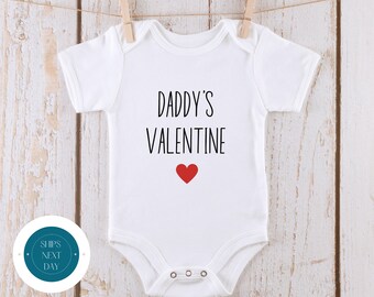 Daddys Valentine Heart Baby Onesie® | Valentine Kids Tshirt | Custom Baby Bodysuit | Daddy Valentine Onesie®