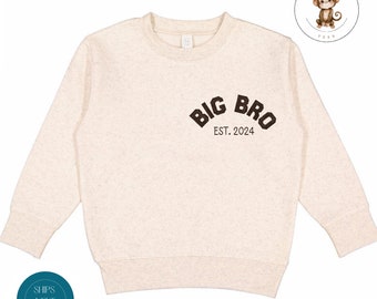 Big Bro Est Year Custom Boys Sweatshirt | Big Brother Onesie® | Cute Announcement Reveal Shirt