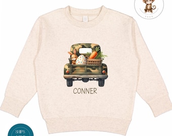 Personalized Camo Easter Truck Sweatshirt | Kids Easter Tshirt | Cute Easter Baby Onesie®