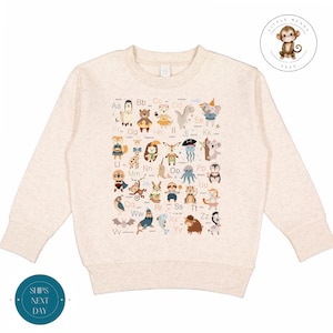 Animal Alphabet Toddler Sweatshirt | Cute Toddler Alphabet Shirt | Kids Birthday Gift