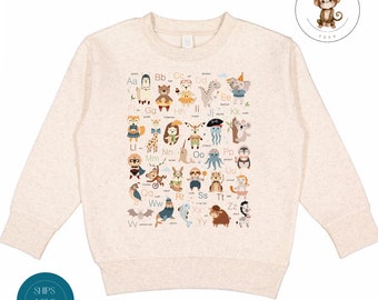 Animal Alphabet Toddler Sweatshirt | Cute Toddler Alphabet Shirt | Kids Birthday Gift