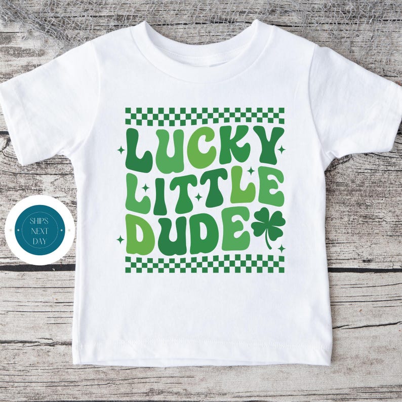 Lucky Little Dude St Patricks Baby Onesie® | Cute Boys St Patricks Kids Tshirt | St Pats Day Kids Sweatshirt image 3