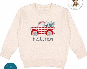 Personalized Valentine Truck Hearts Kids Sweatshirt | Cute Custom Valentines Day Tshirt | Name Baby Onesie® | Valentine Outfit