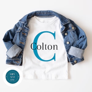 Large Initial Name Custom Kids Tshirt | Personalized Boys Tshirt | Boys Name Kids Tshirt