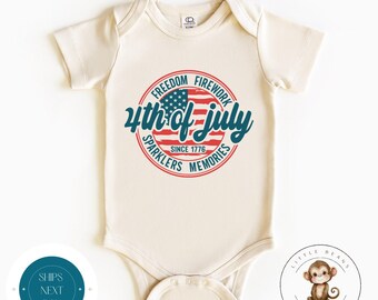 Freedom Fireworks Baby Onesie®  | 4th of July Baby Shirt | Cute Kids Gift | Summer Shirt | Red White and Blue Party