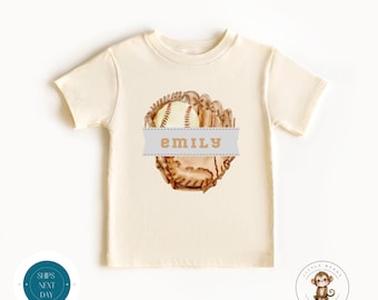 Baseball Girls Mitt Name Personalized Kids Tshirt | Cute Sports Baby Onesie® | Custom Gift for Kids | Baseball Kids Personalized Sweatshirt
