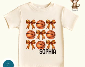 Basketball Bow Personalized Kids Shirt | Custom Sports Kids Sweatshirt | Sibling Baby Onesie®