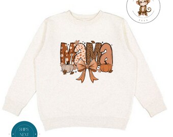 Mama Pumpkin Fall Sweatshirt | Coquette Thanksgiving Girly Shirt | Cozy Hoodie Toddler Kids Adult | Gift For Her