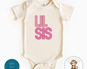 Lil Sis Pink Vintage Retro Baby Onesie® | Little Sister Tshirt | Custom Cute Lil Sister Sweatshirt