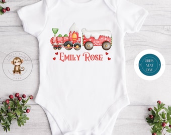 Sweet Christmas Train Personalized Onesie® | Custom Kids Tshirt | Cute Baby Christmas Onesie® | Holiday Baby Gift