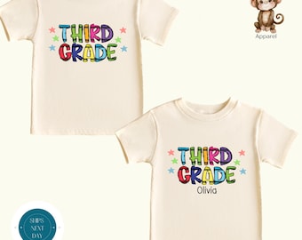 Personalized Third Grade Crayons Back to School Shirt | First Day 3rd Grade Shirt | Unisex Sibling Matching Back to School Tshirts