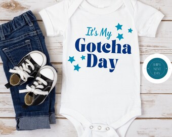 Gotcha Day Blue Baby Onesie® | Adoption Baby Onesie® | Custom T Shirt | Reveal Onesie®