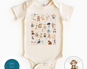 Animal Alphabet Baby Onesie® | Baby Shower Gift | Cute Funny Kids Shirt