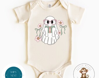 Ghost Bookish Kids Baby Onesie® | Girly Reader Kids Tshirt | Baby Shower Gift | Toddler Halloween Shirt