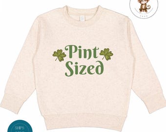 Pint Sized St Patricks Toddler Sweatshirt | Vintage Natural Heathered Crewneck | St Patricks Day Toddler Tshirt