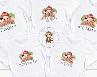 Farm Animal Family Matching Birthday Shirts | Kids Birthday Custom Matching Shirts | Mommy Daddy Sister Brother Birthday Shirts