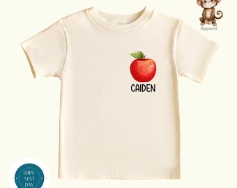 Personalized Kids Name Apple Back to School Shirt | Custom School Name Tshirt | Cute Kids First Day Sweatshirt