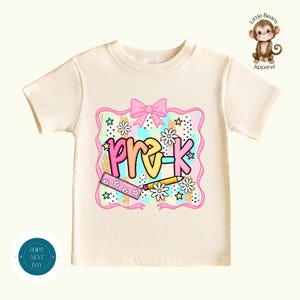 Pre-K First Day Shirt | Pink Bow, Pastel School T-Shirt
