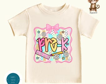 Pre K Pink Bow Girls First Day of School Shirt | Cute Girly Pastel School Shirt | School Photo Tshirt