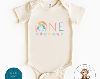 One Rainbow Birthday Baby Onesie® | First Birthday Girl Cute Tshirt | Birthday Party Shirt