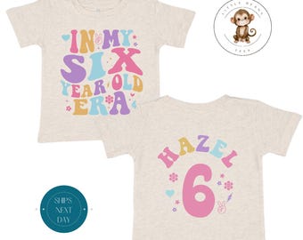 Personalized In My Six Year Old Era Front Back Birthday Shirt | Name and Age on Back