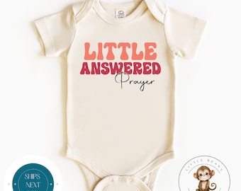 Little Answered Prayer Natural Baby Onesie® | Retro Kids Tshirt | Cute Baby Shower Gift | New Parent Gift