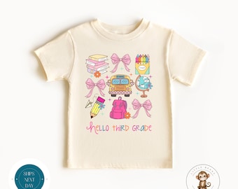 Third Grade Coquette Pastel School Shirt |  Girly First Day of Third Grade | Back to School Shirt | First Day School Photo Shirt