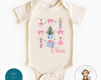 Coquette Pink Nutcracker Personalized Christmas Baby Onesie® | Custom Nutcracker Kids Tshirt | Cute Christmas Baby Gift | Holiday Baby Gift