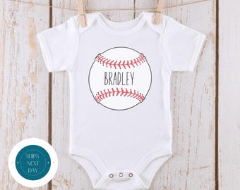 Custom Baseball Name Onesie® | Sports Baby Onesie® | Personalized Baby Shower Gift