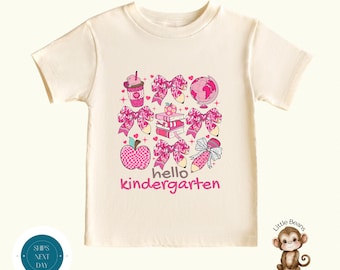 Kindergarten Coquette Bright Pink School Shirt |  Girly First Day of Kindergarten | Back to School Shirt | First Day School Photo Shirt