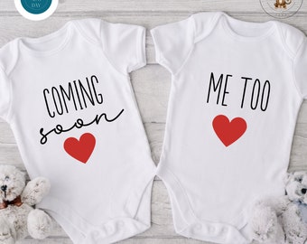 Coming Soon Twin Onesie®s | Cute Custom Twins Onesie®s | Twin Baby Reveal Announcement