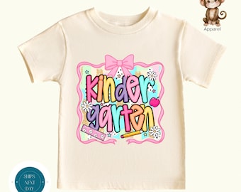 Kindergarten Pink Bow Girls First Day of School Shirt | Cute Girly Pastel School Shirt | School Photo Tshirt