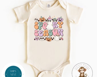 Spooky Season Halloween Baby Onesie® | Custom Kids Tshirt | Cute Baby Halloween Retro Onesie®