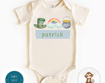St Patricks Day Personalized Name Boys Baby Onesie® | Custom St Patricks Kids Tshirt | Irish Baby Kids Outfit