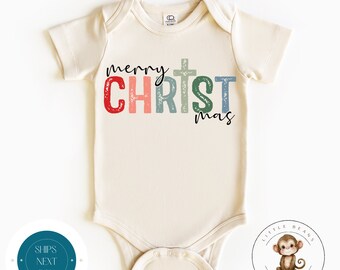 Merry Christ Mas Baby Onesie® | Custom Religious Holiday Tshirt | Cute Christmas Onesie® | Holiday Baby Gift