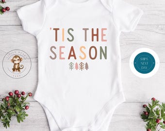 Tis the Season Holiday Onesie® | Custom Kids Tshirt | Cute Christmas Onesie® | Holiday Baby Gift | Retro Christmas Onesie®