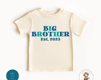 Big Brother Est Retro Kids Tshirt | Custom Brother Kids Tshirt | Retro Font Big Brother Tee