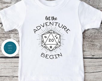 Let the Adventure Begin Kids Tshirt | 20 Side Die Onesie® | Cute Baby Announcement | Gaming Tshirt