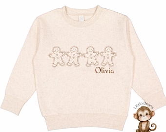 Personalized Gingerbread Christmas Sweatshirt | Kids Custom Holiday Shirt